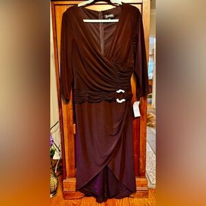 NWT Elegant & Sexy Jovani Brown Long Sleeve V-Neck Sheath Dress